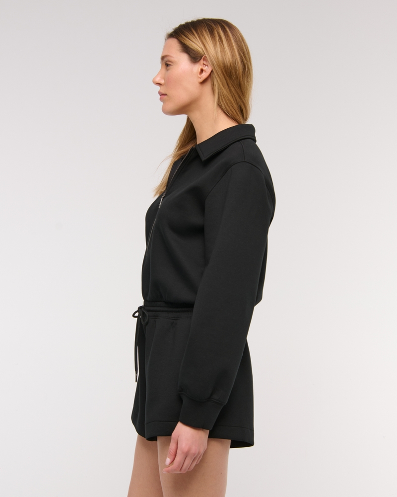 YPB neoKNIT Long-Sleeve Half-Zip Romper(black,XXS)