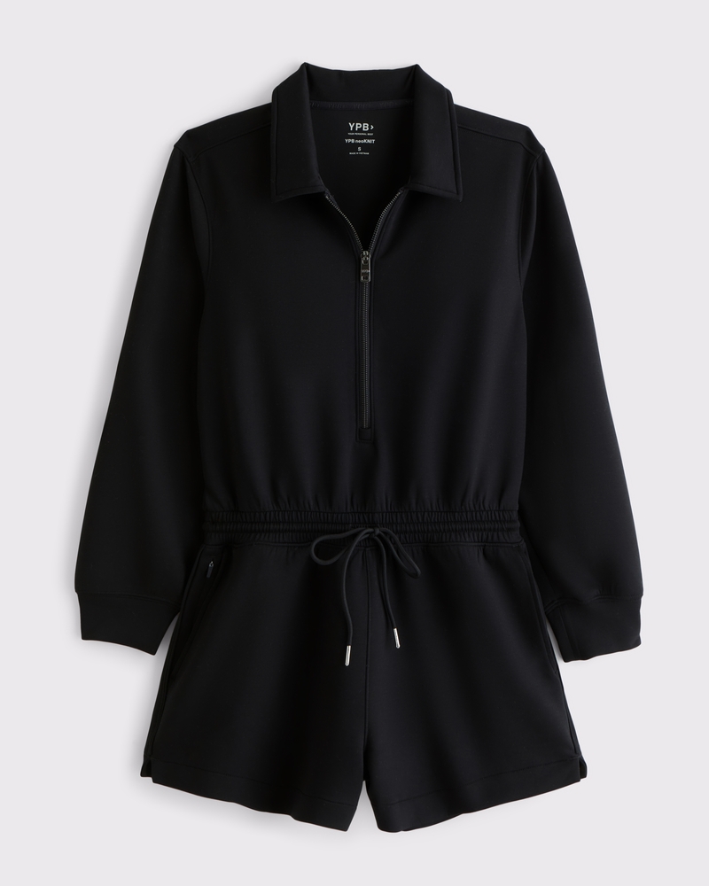 YPB neoKNIT Long-Sleeve Half-Zip Romper(black,XXS)