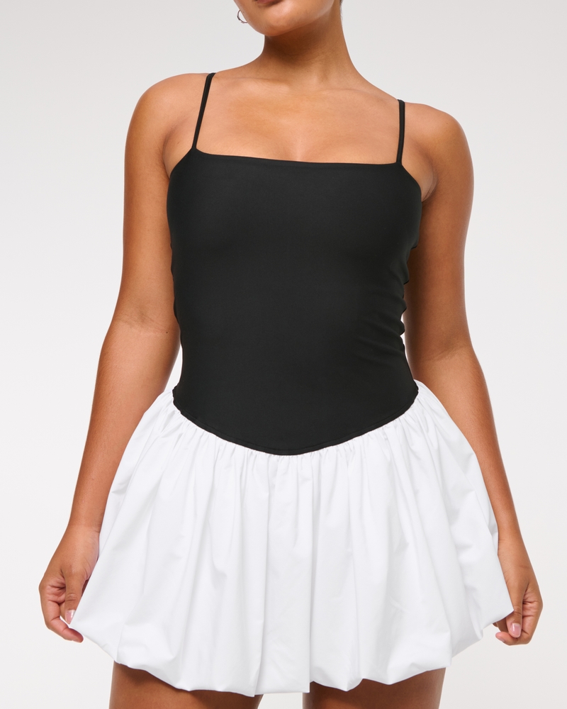 YPB sculptLUX Bubble Hem Mini Dress(black,XXS)