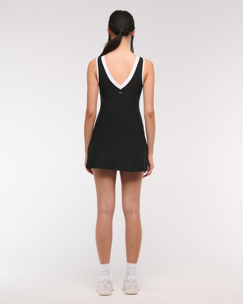 YPB sculptLUX V-Neck Mini Dress(black and white,XXS)
