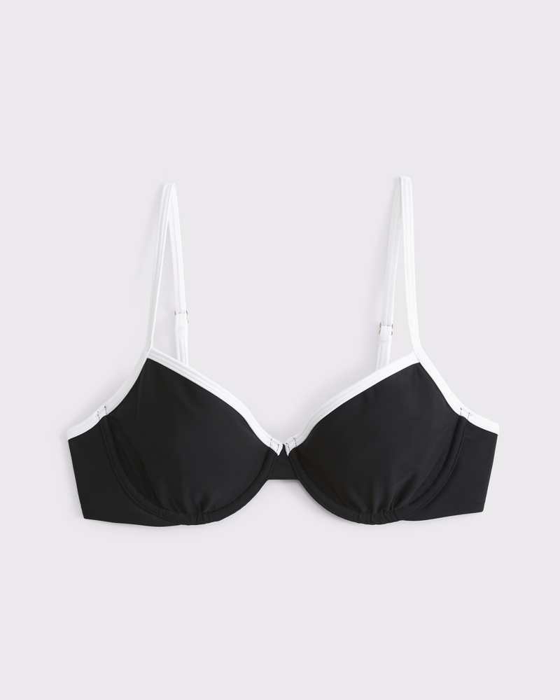 90s Clean Underwire Bikini Top(black,XXS)