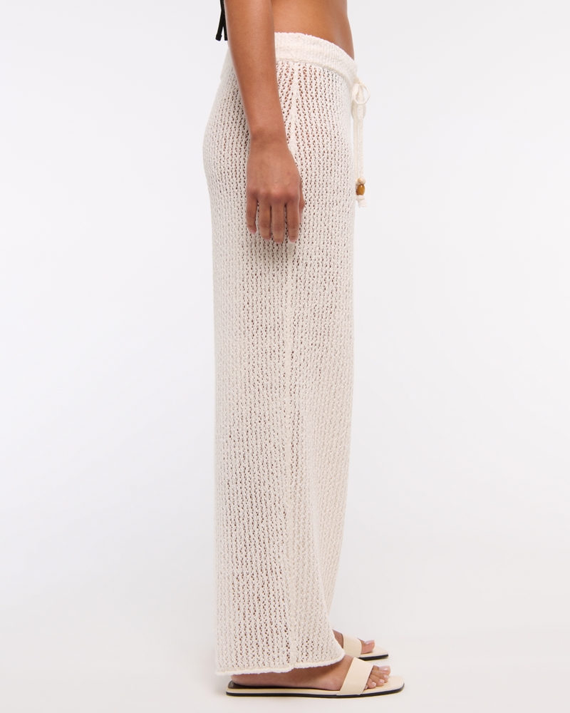Mid Rise Crochet-Style Coverup Pant(cream,XXS)