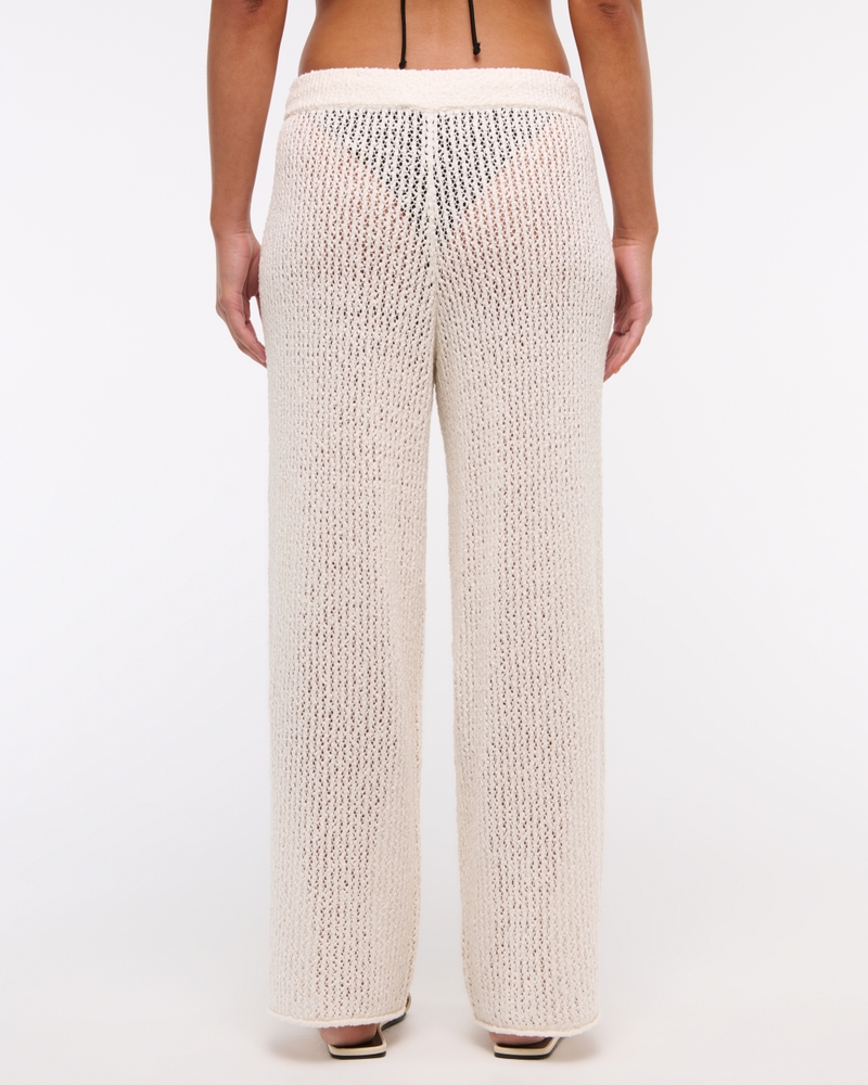 Mid Rise Crochet-Style Coverup Pant(cream,XXS)