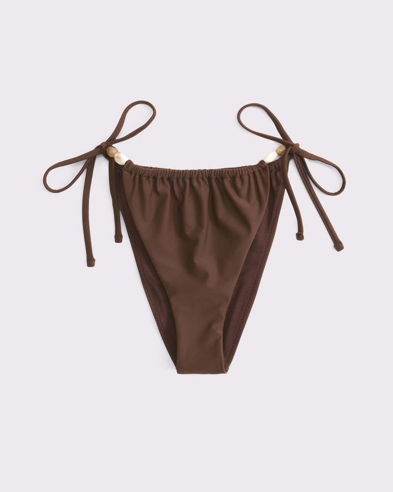 Low Rise Ruched Tie-Side Cheeky Bottom(cocoa,XXS)