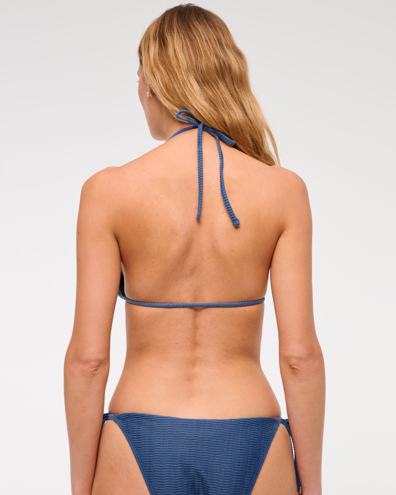 Tie-Front Halter Triangle Bikini Top(blue,XXS)