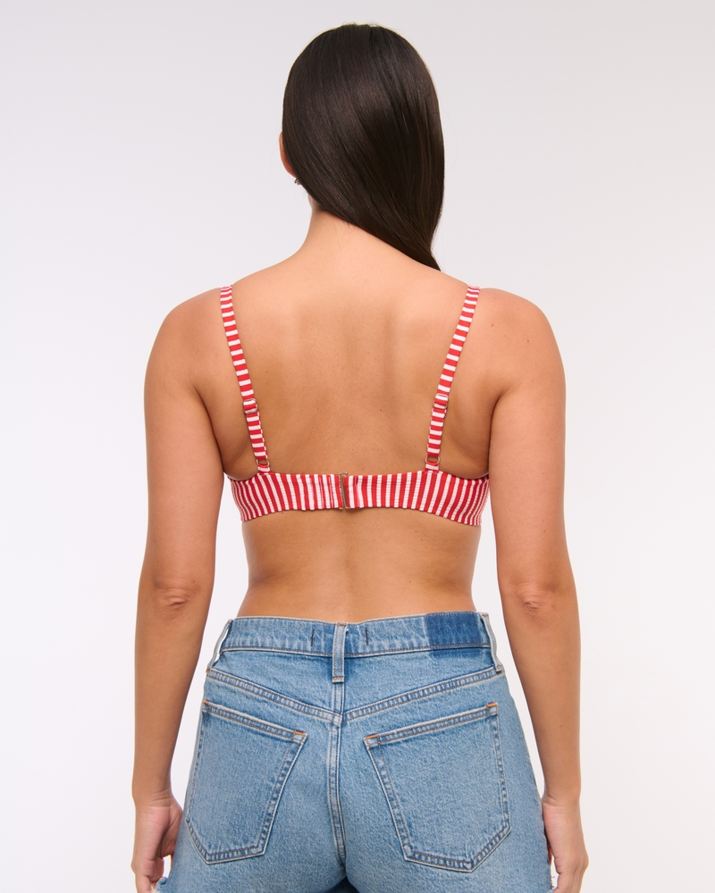 Curve Love Balconette Underwire Bikini Top(red stripe,XXS)