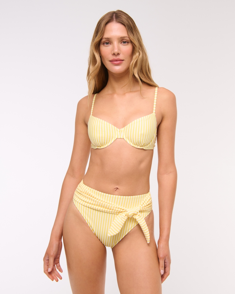 Tie-Front High-Waist Moderate Bottom