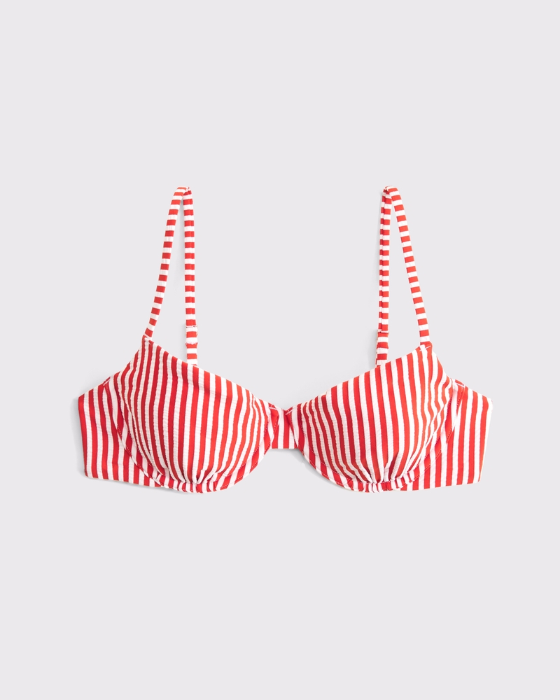 Balconette Underwire Bikini Top(red stripe,XXS)