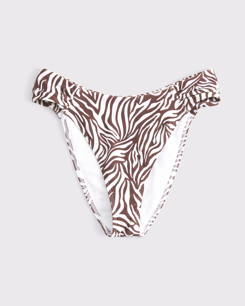 Ruched-Side Mid Rise Moderate Bottom(brown zebra print,XXS)