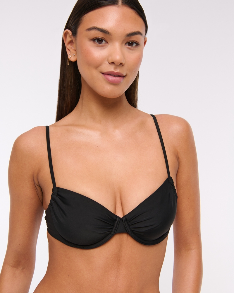 Ruched Underwire Bikini Top(black,XXS)
