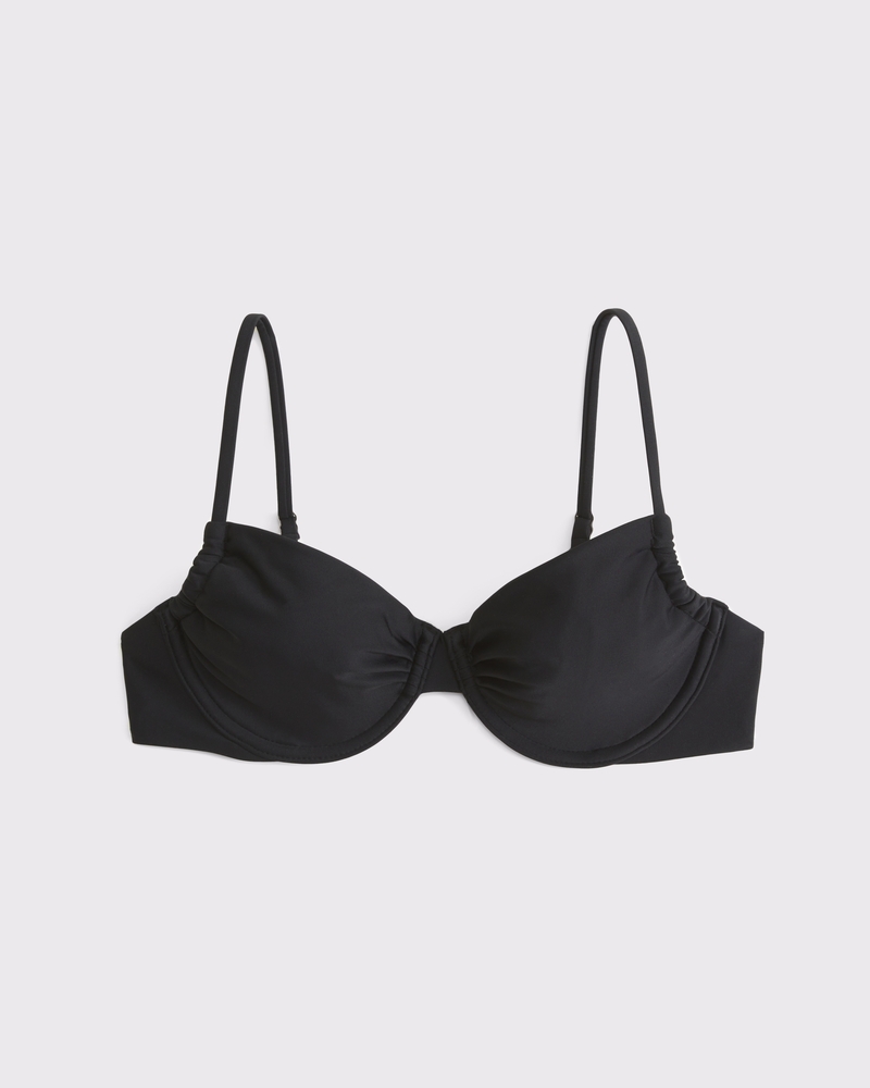 Ruched Underwire Bikini Top(black,XXS)