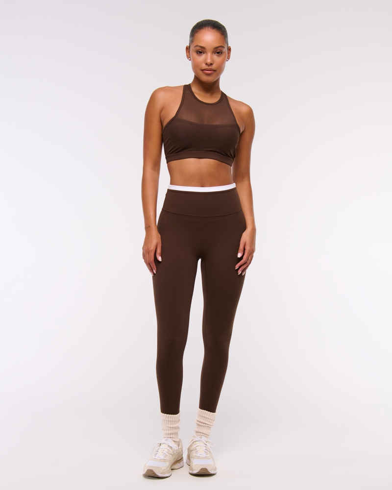 YPB studioFLEX High-Neck Mesh Sports Bra(coffee,XXS)