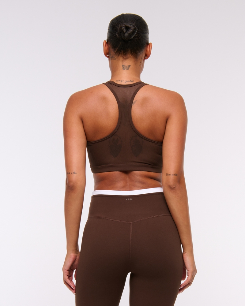 YPB studioFLEX High-Neck Mesh Sports Bra(coffee,XXS)