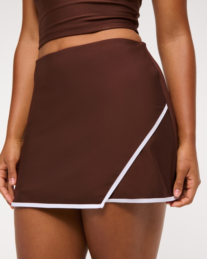 YPB sculptLUX Lined Asymmetrical Wrap Skirt(cocoa,XXS)