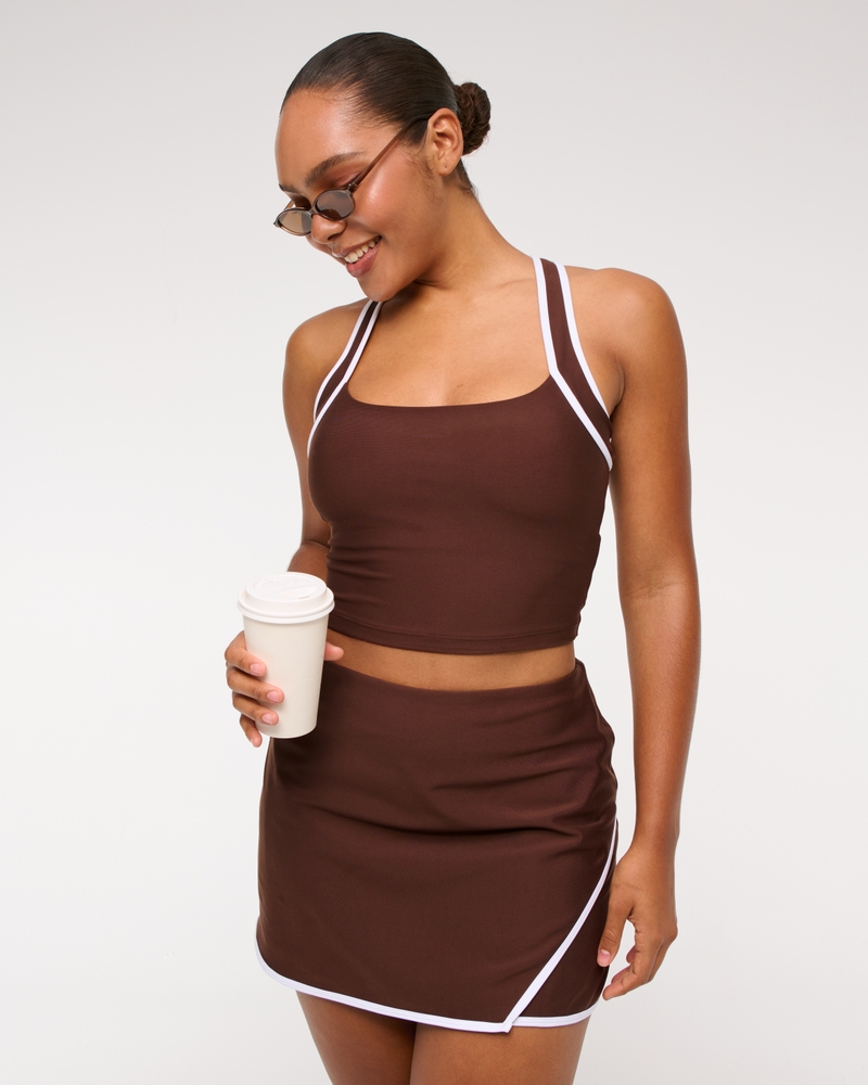 YPB sculptLUX Lined Asymmetrical Wrap Skirt(cocoa,XXS)
