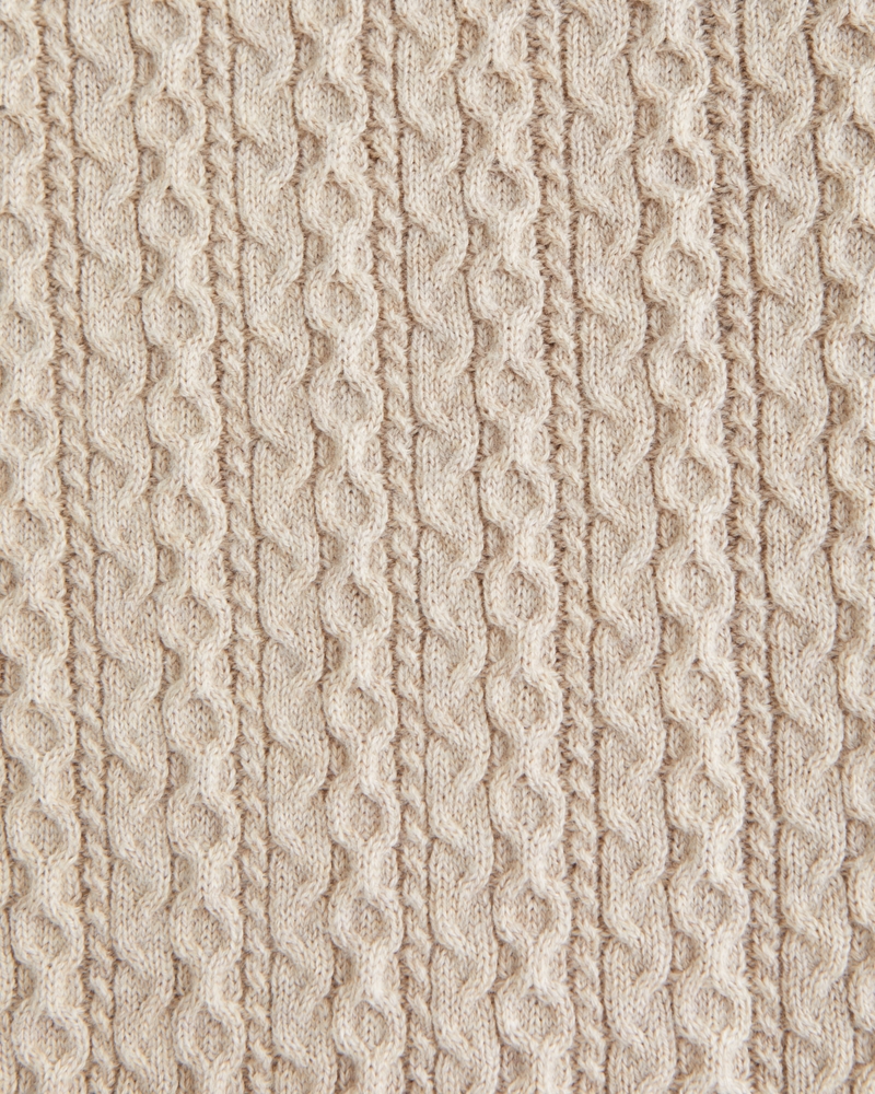 Cable Button-Through Sweater Polo(light brown,XS)