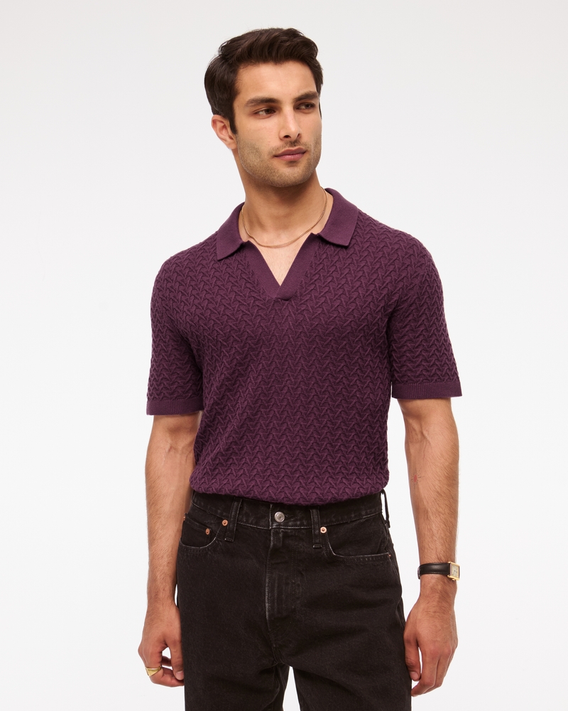 Pima Cotton Johnny Collar Sweater Polo