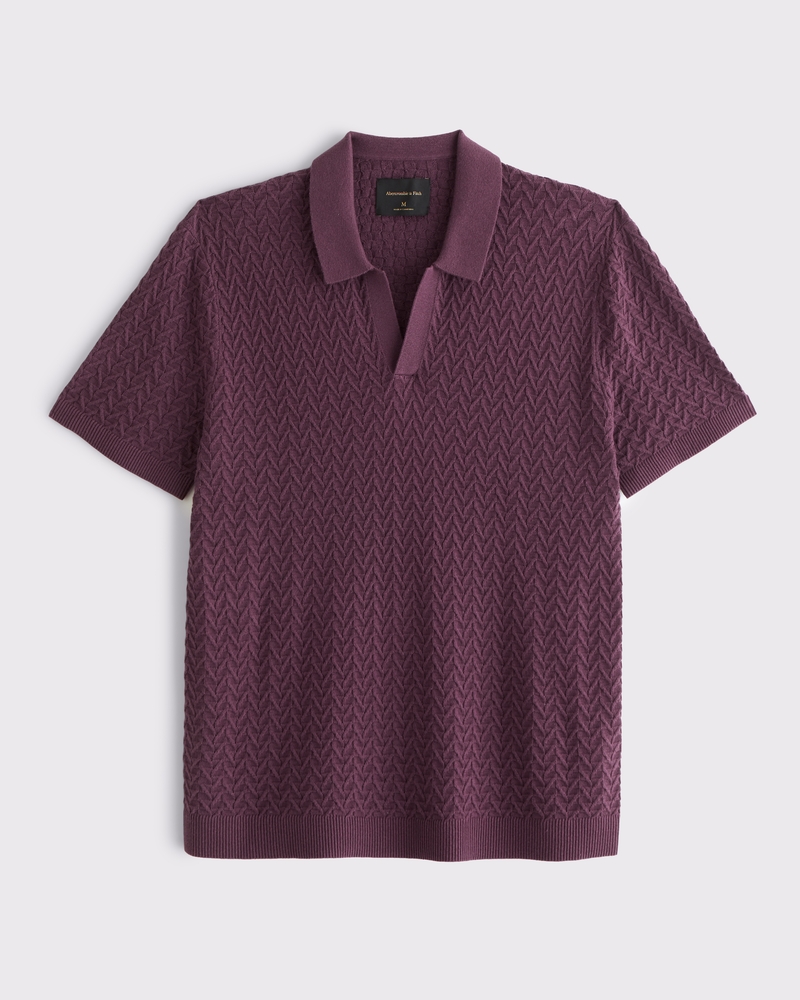 Pima Cotton Johnny Collar Sweater Polo(eggplant,XS)