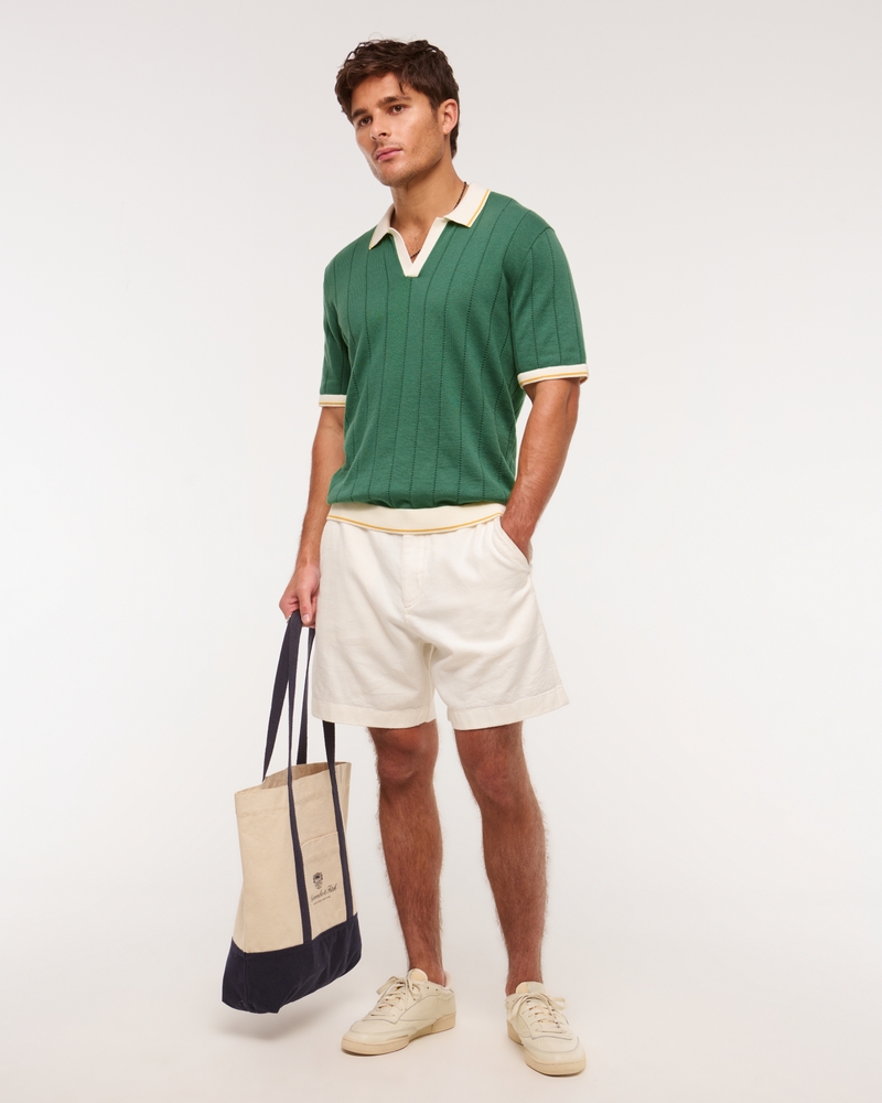 Blocked Johnny Collar Sweater Polo(leaf green,XS)