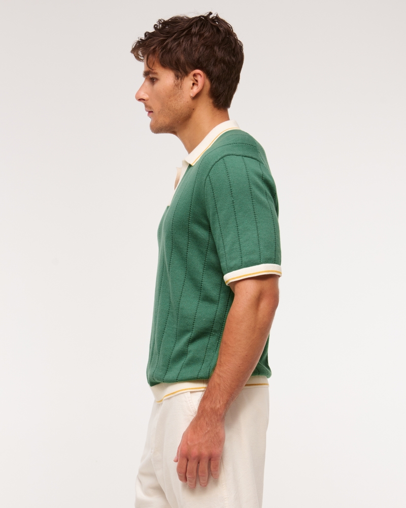 Blocked Johnny Collar Sweater Polo(leaf green,XS)