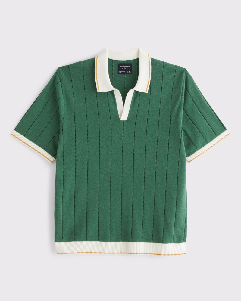 Blocked Johnny Collar Sweater Polo(leaf green,XS)