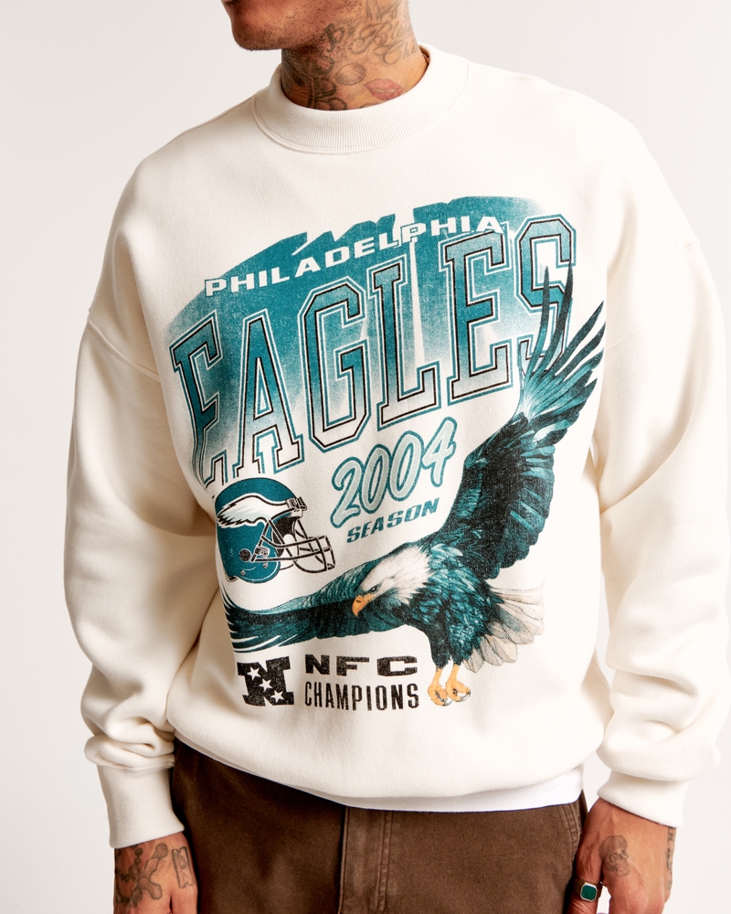 Philadelphia Eagles Graphic Crew Sweatshirt(cream - eagles,XS)
