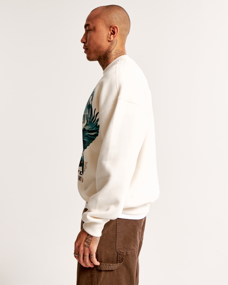 Philadelphia Eagles Graphic Crew Sweatshirt(cream - eagles,XS)