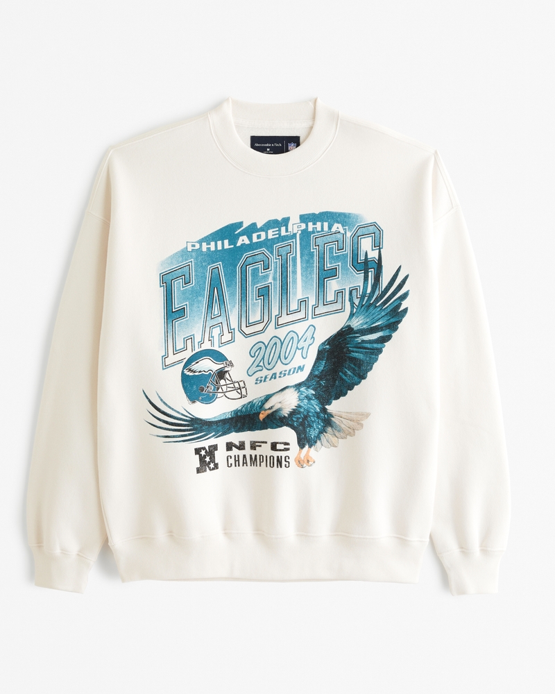 Philadelphia Eagles Graphic Crew Sweatshirt(cream - eagles,XS)