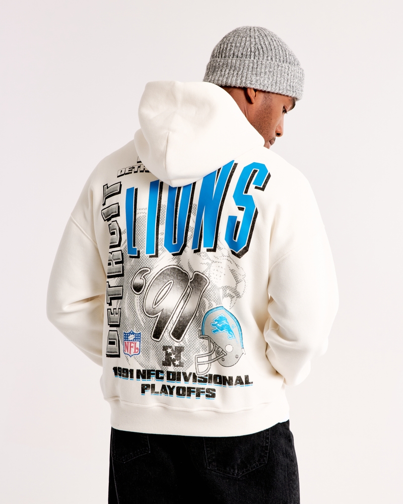 Detroit Lions Graphic Popover Hoodie(cream - lions,XS)