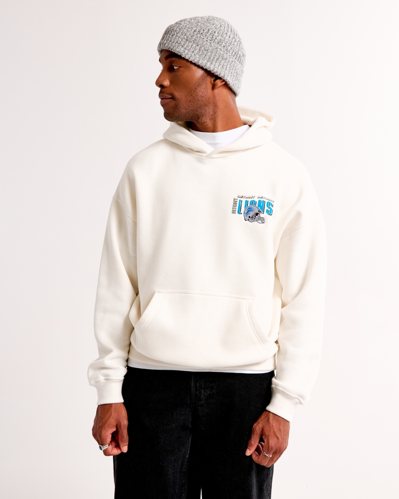Detroit Lions Graphic Popover Hoodie(cream - lions,XS)