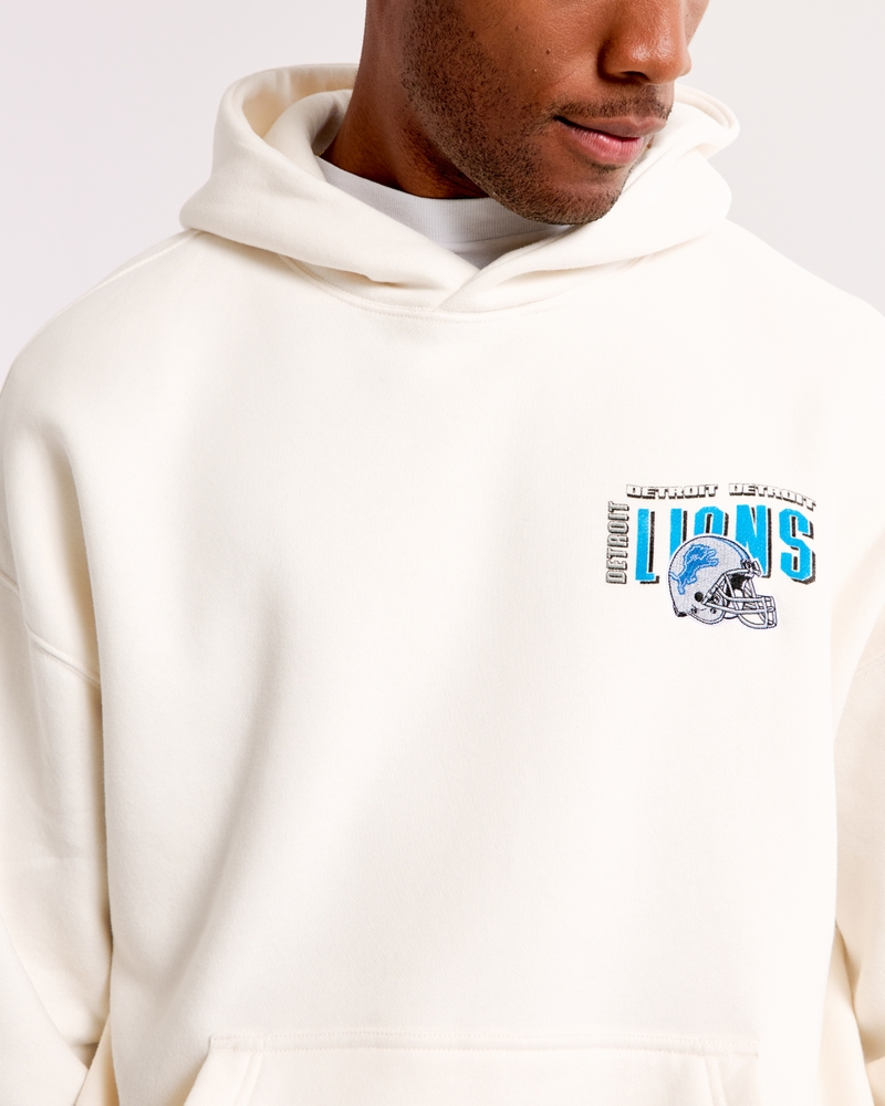 Detroit Lions Graphic Popover Hoodie(cream - lions,XS)