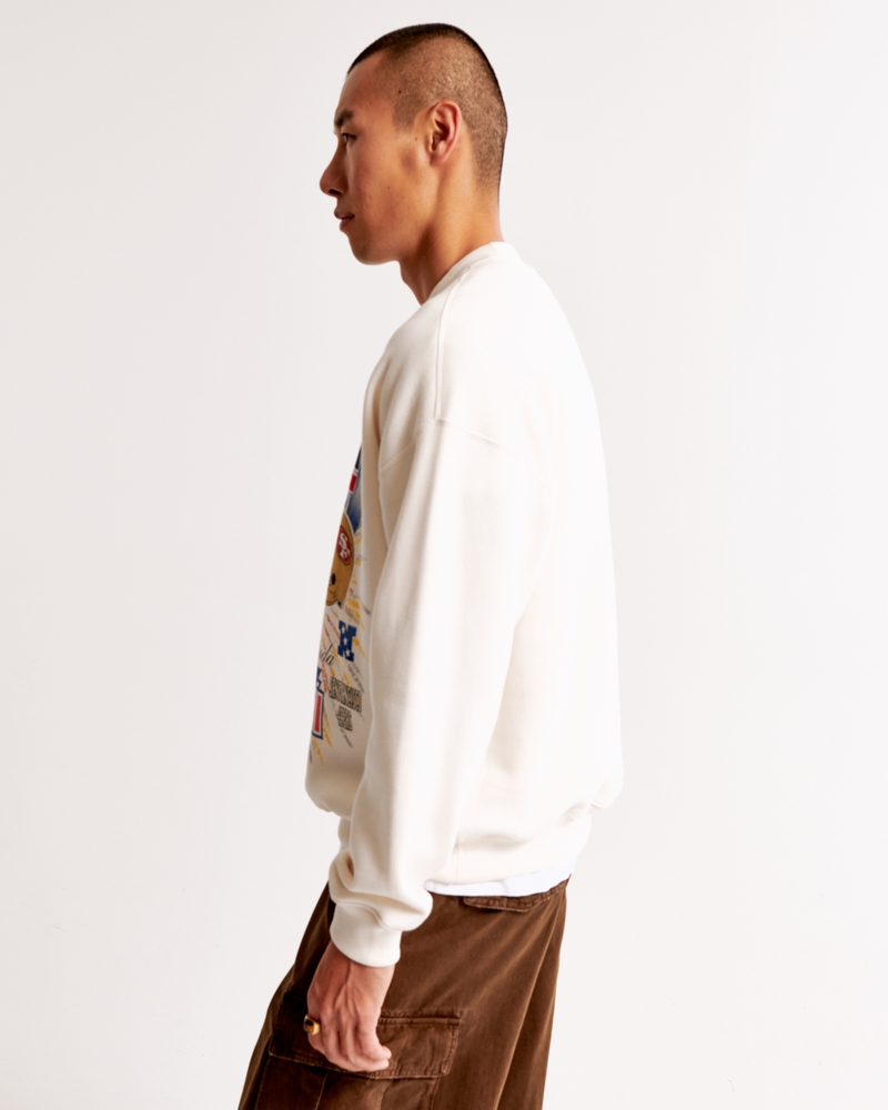 Vintage Super Bowl Graphic Crew Sweatshirt(white - bengals and 49ers,XS)