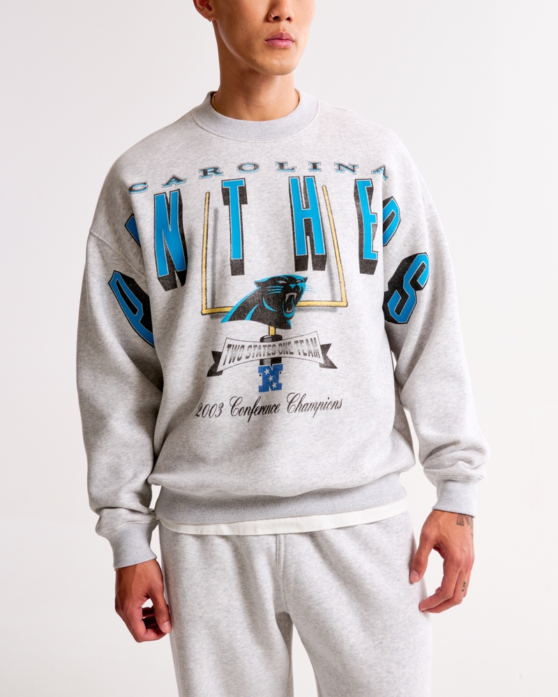 Carolina Panthers Graphic Crew Sweatshirt(light heather gray - panthers,XS)