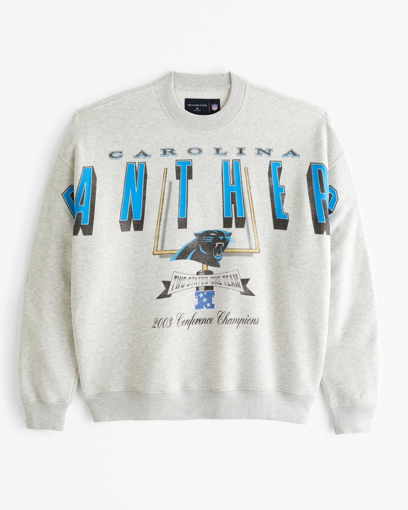 Carolina Panthers Graphic Crew Sweatshirt(light heather gray - panthers,XS)