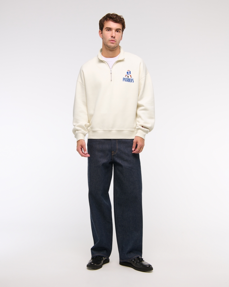 New England Patriots Half-Zip Sweatshirt(cream - patriots,XS)