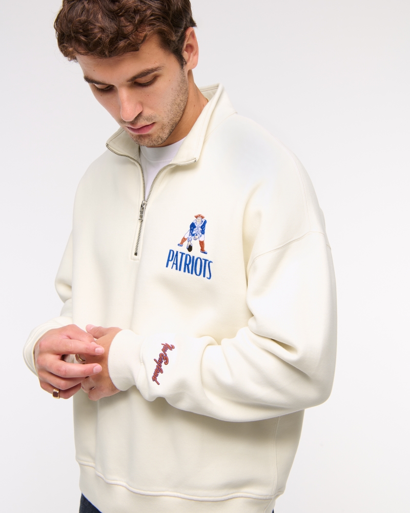 New England Patriots Half-Zip Sweatshirt(cream - patriots,XS)