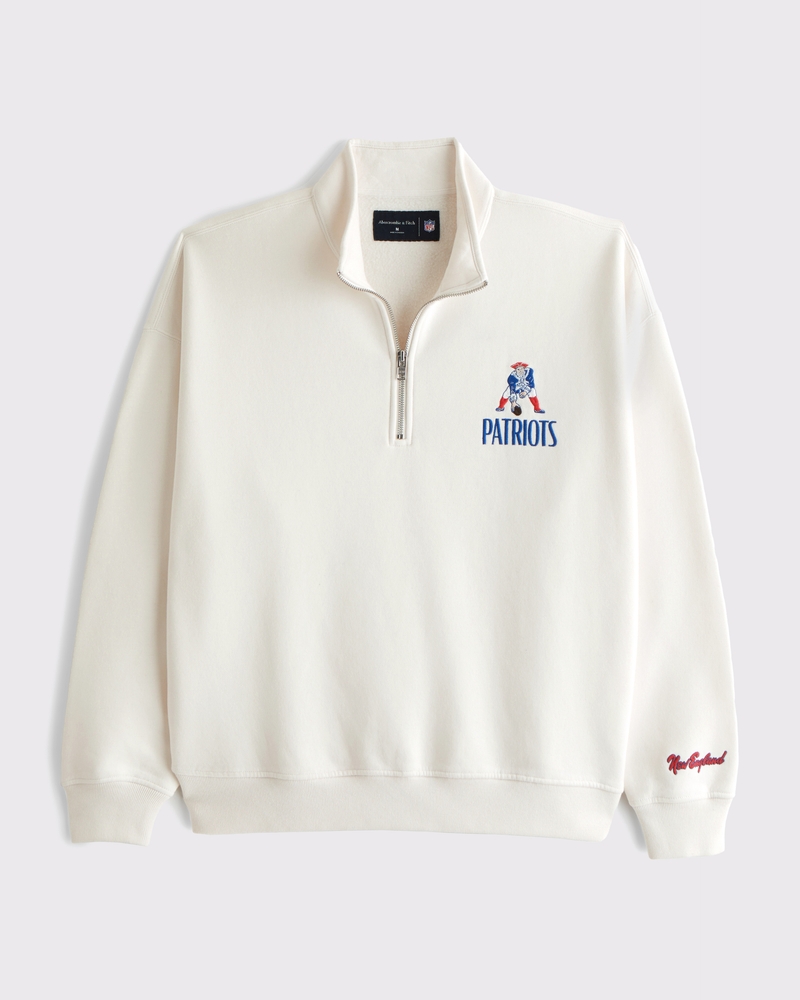 New England Patriots Half-Zip Sweatshirt(cream - patriots,XS)