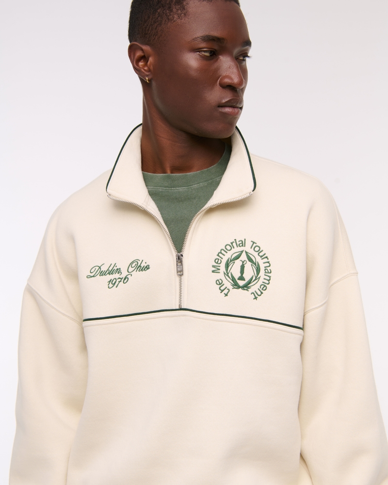 Memorial Tournament Graphic Half-Zip Sweatshirt(warm beige,XS)