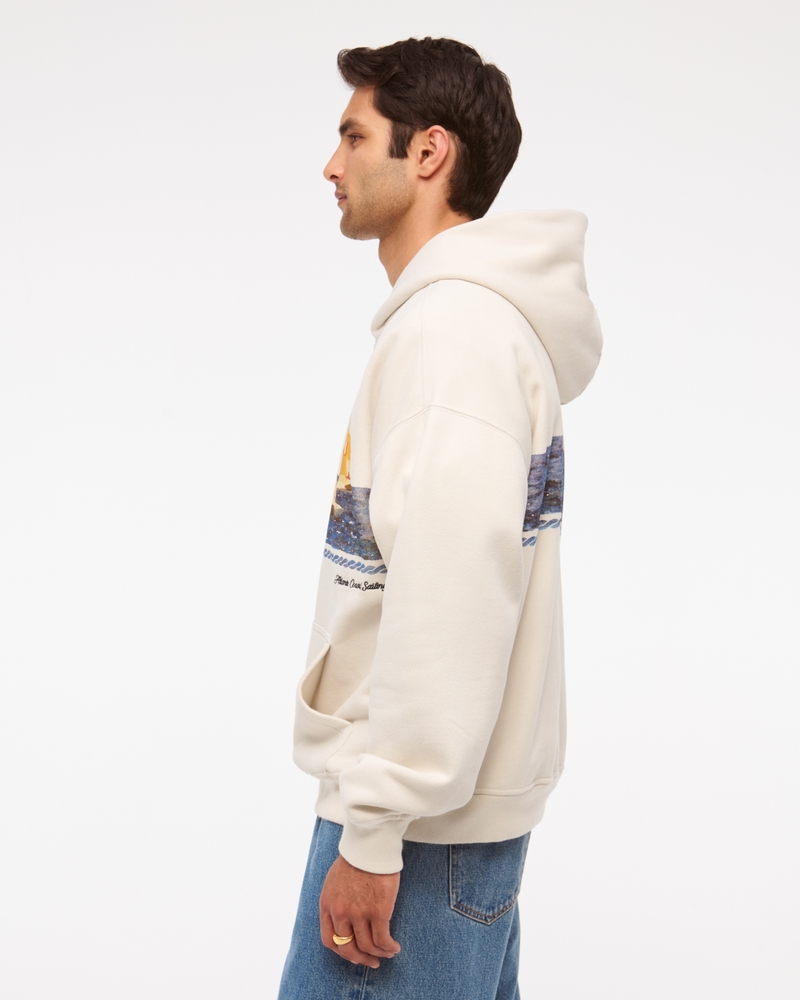 Nautical Graphic Popover Hoodie(warm beige,XS)