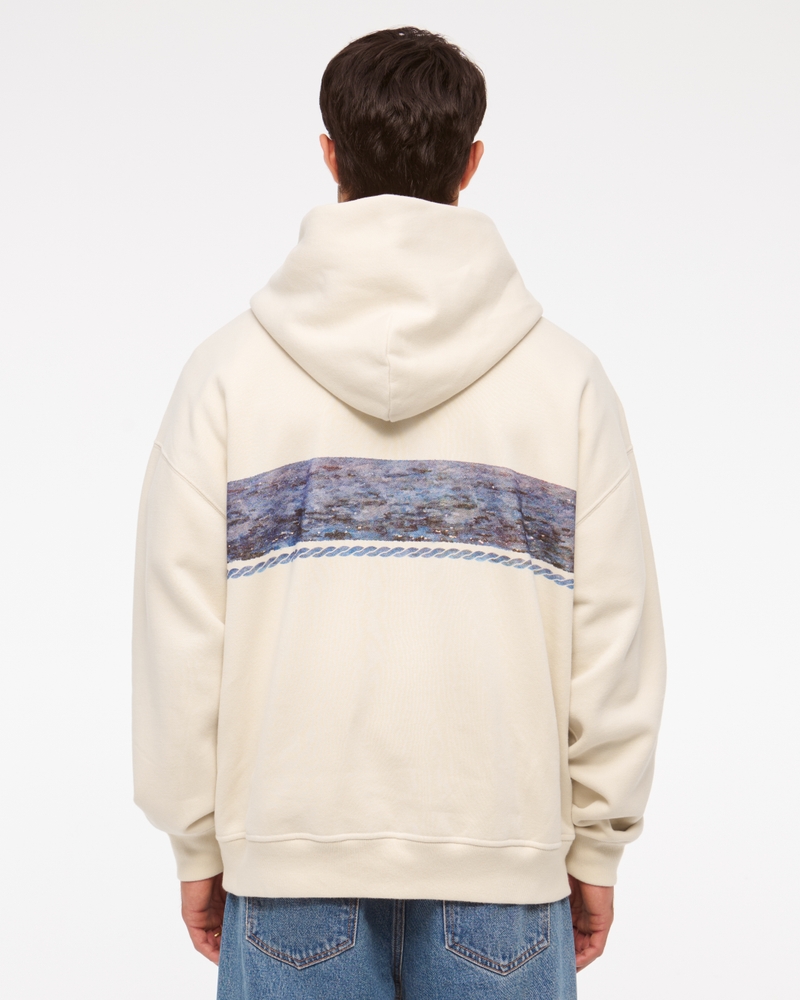 Nautical Graphic Popover Hoodie(warm beige,XS)