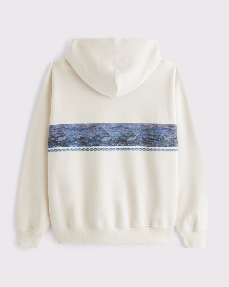 Nautical Graphic Popover Hoodie(warm beige,XS)