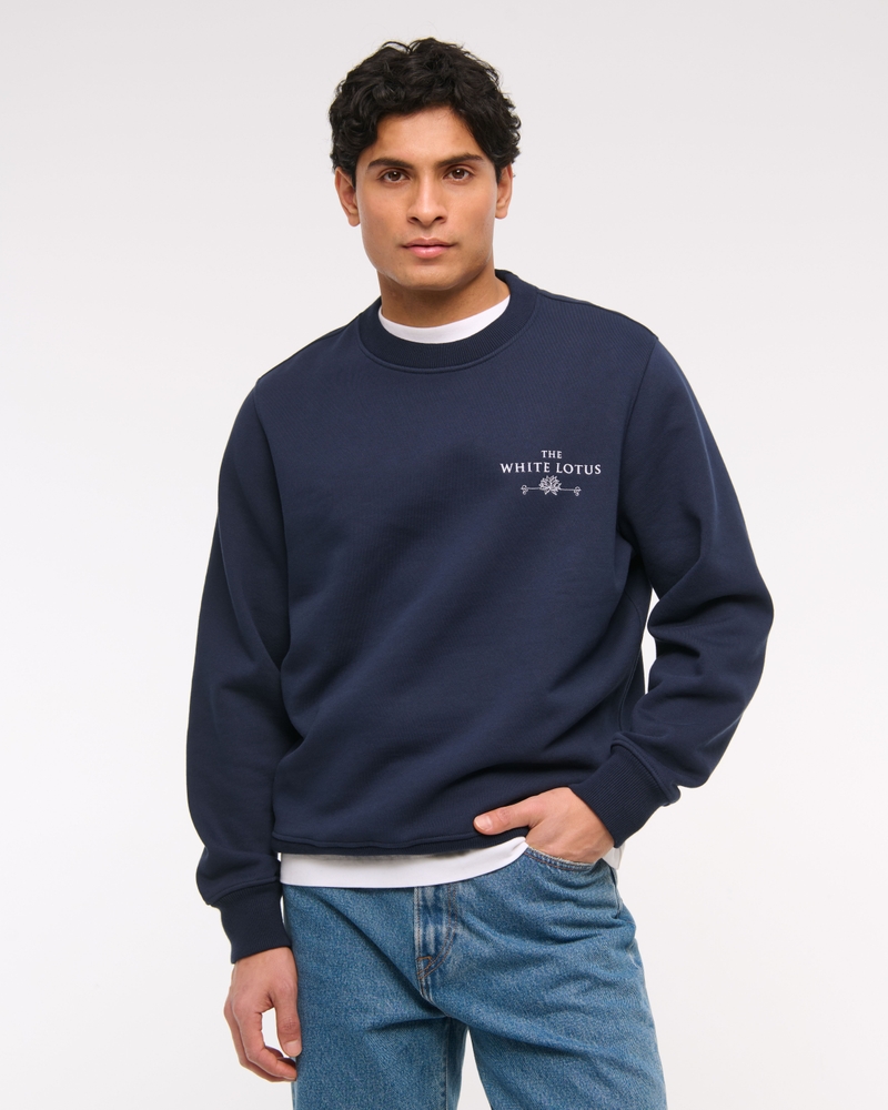 The White Lotus Graphic Crew Sweatshirt(dark indigo,XS)