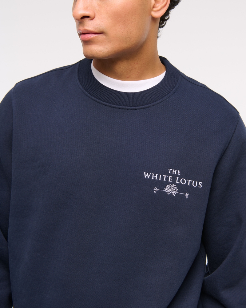 The White Lotus Graphic Crew Sweatshirt(dark indigo,XS)