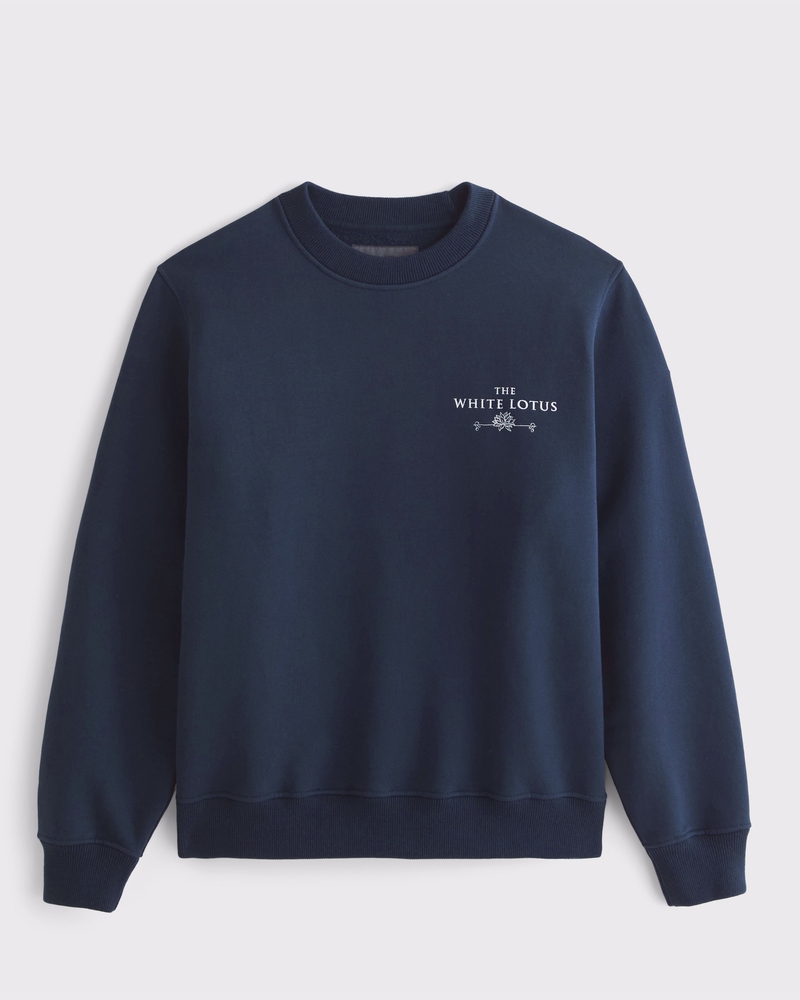 The White Lotus Graphic Crew Sweatshirt(dark indigo,XS)