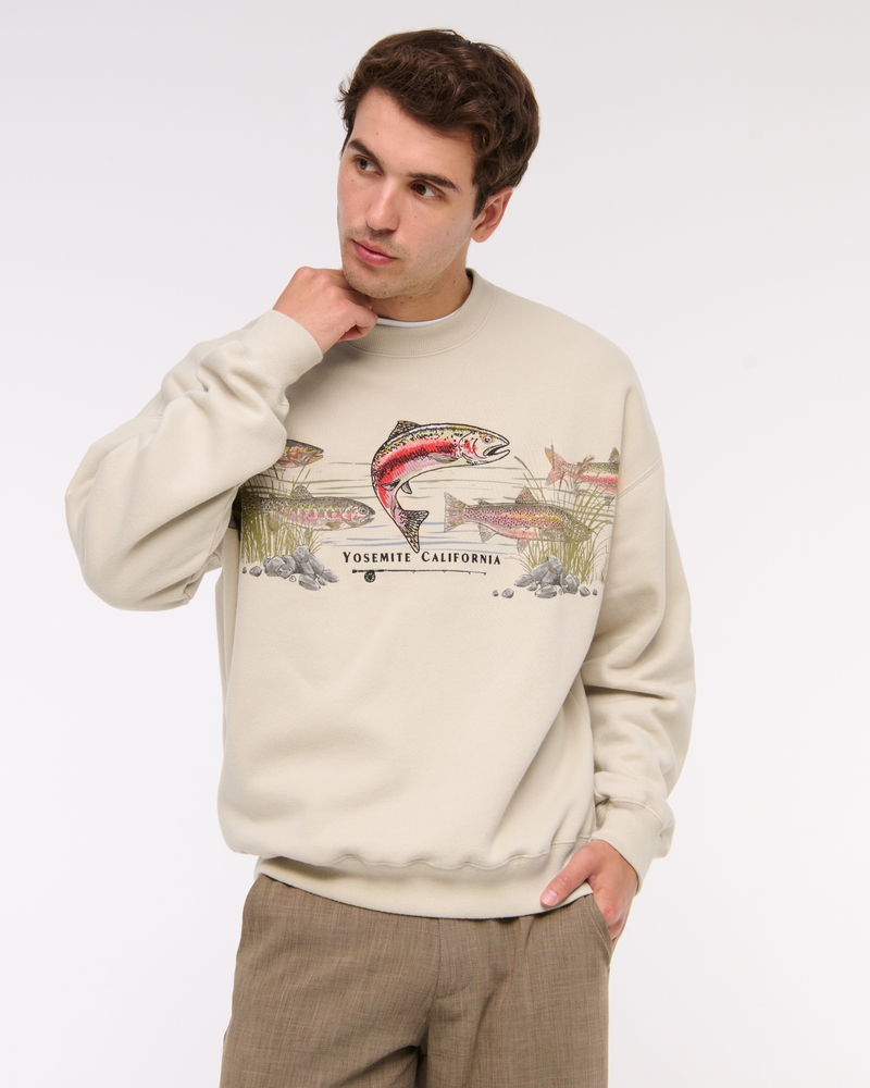 Fishing Graphic Crew Sweatshirt