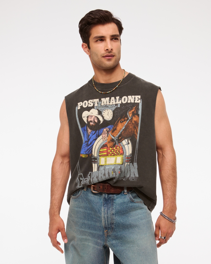 Premium Heavyweight Cropped Post Malone Tank(black wash,XS)