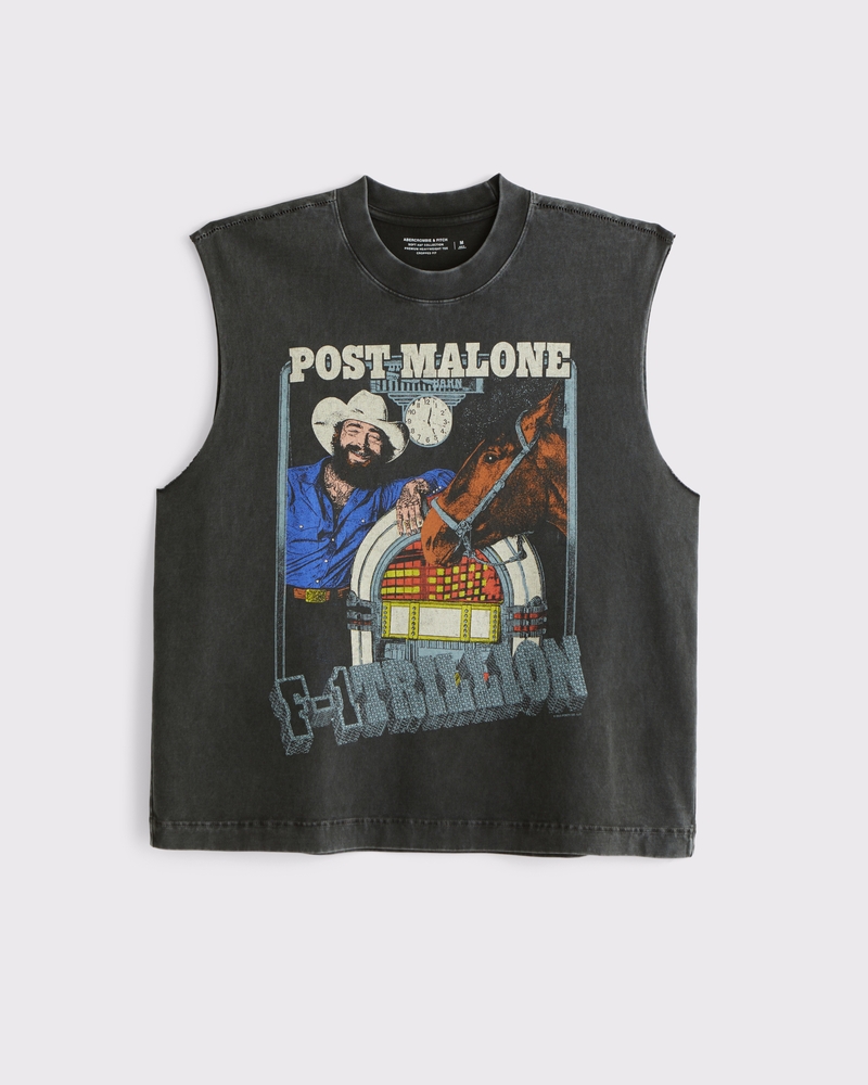Premium Heavyweight Cropped Post Malone Tank(black wash,XS)