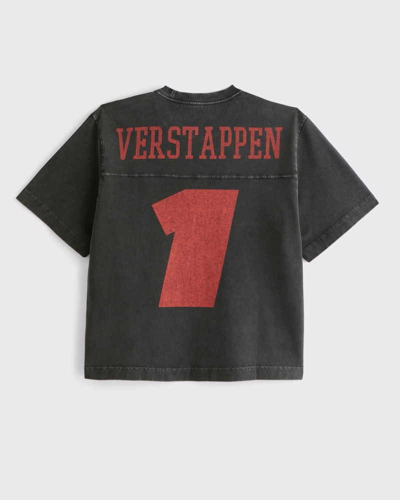 Premium Heavyweight Cropped Oracle Red Bull Racing Tee(black wash,XS)