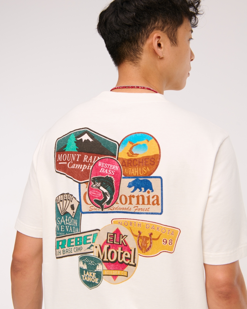 Patches Vintage-Inspired Graphic Tee(cream,XS)