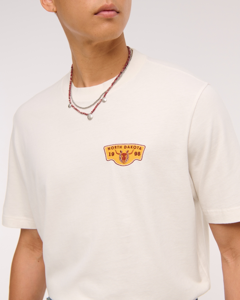 Patches Vintage-Inspired Graphic Tee(cream,XS)